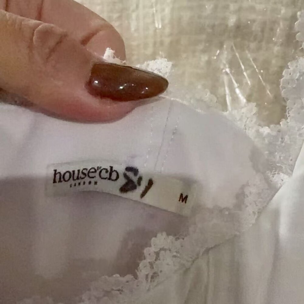 NWOT HOUSE OF CB Matilda white puff sleeve corset dress - Picture 8 of 8
